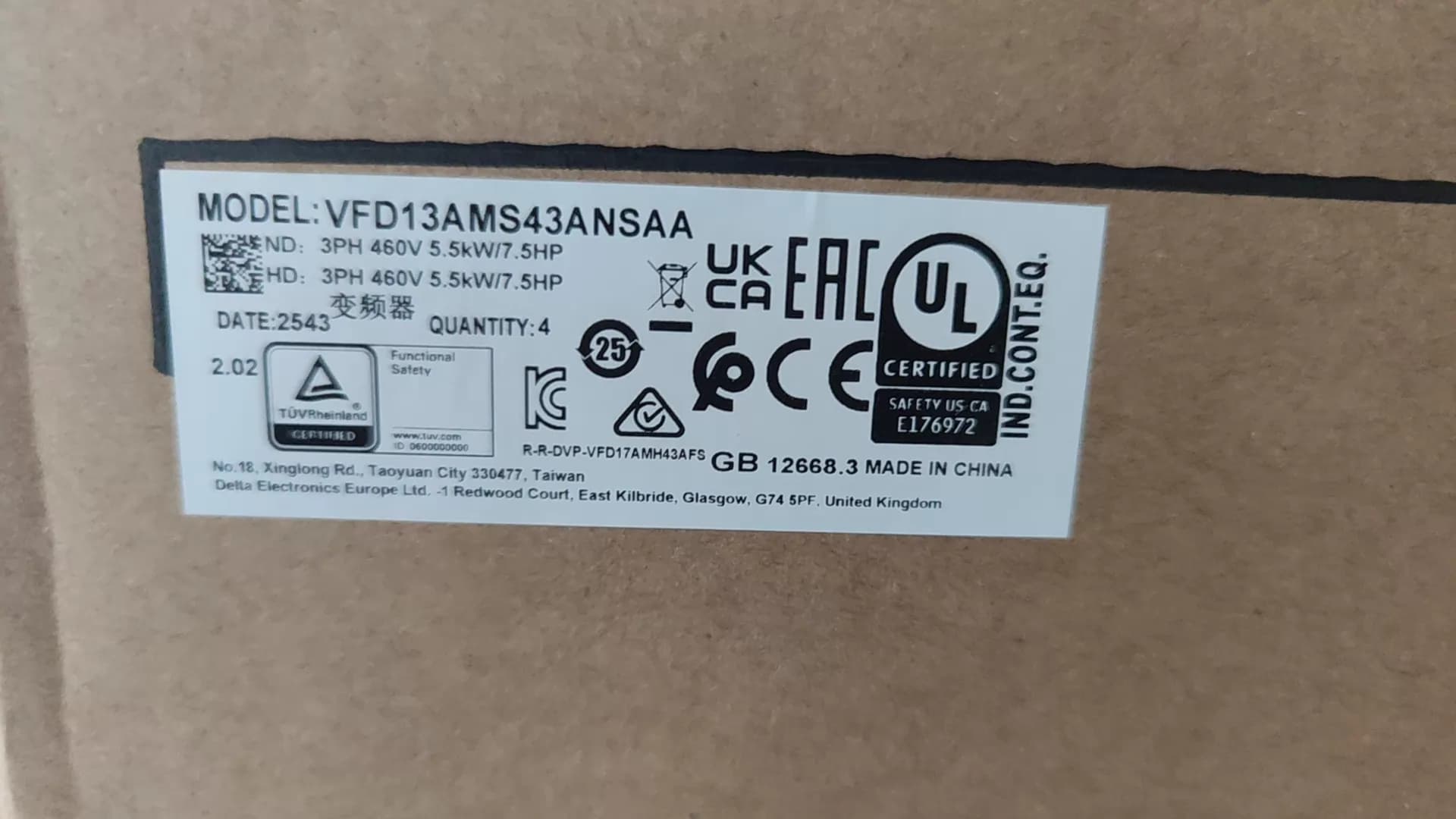 100% ολοκαίνουργιο πρωτότυπο και γνήσιο Delta VFD13AMH43ANSAA 5,5KW Μετατροπείς συχνότητας Drive Servo Motor