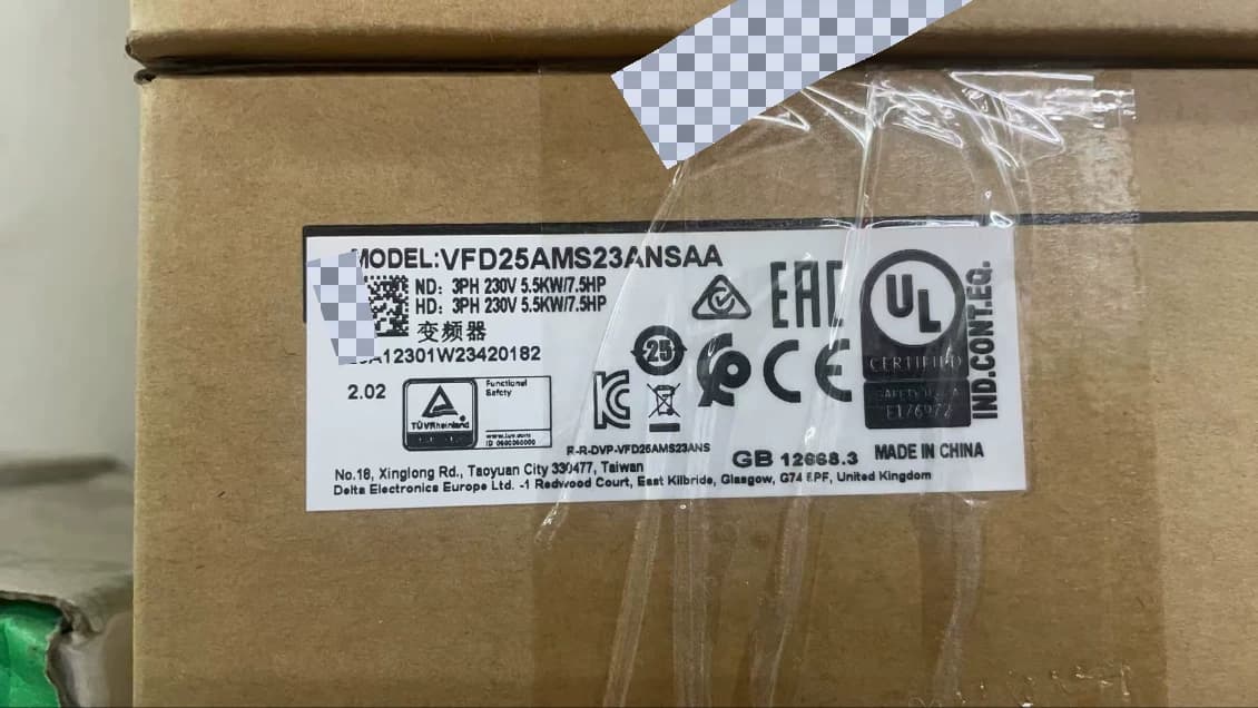 100% ολοκαίνουργιο πρωτότυπο και γνήσιο Delta VFD25AMS23ANSAA 5,5KW τριφασικοί μετατροπείς συχνότητας 220V Μετατροπείς συχνότητας Drive Servo Motor