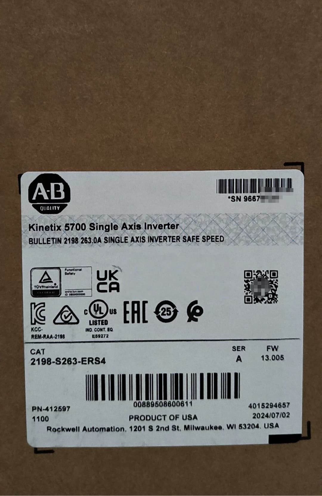2198-S263-ERS4 Kinetix 5700 servo, ολοκαίνουργιο και γνήσιο